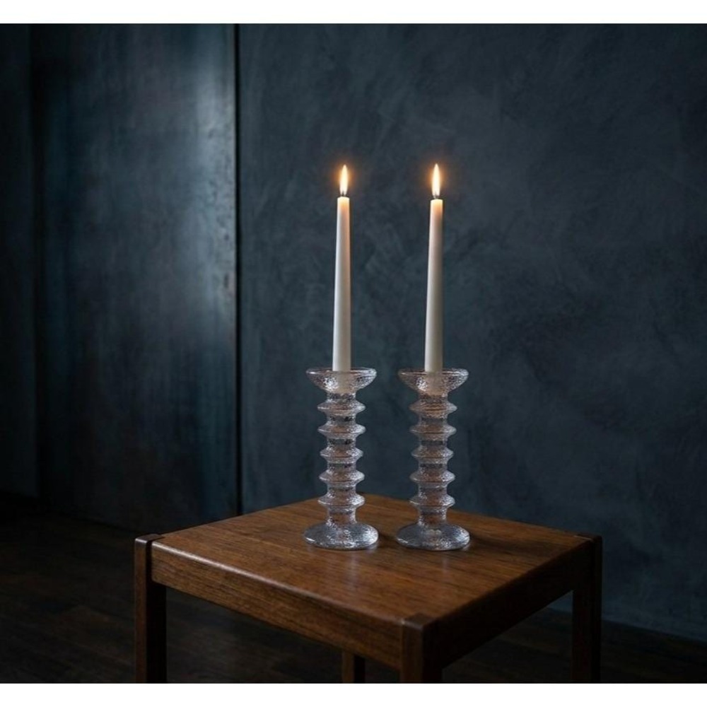 Iittala Timo Sarpaneva FESTIVO 6 Ring Candleholders Scandinavian Glass Signed TS